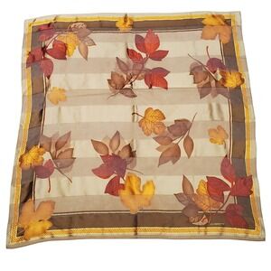 Liz Claiborne Square Scarf Autumn Leaves Print Silk Fashion Accessory 90s